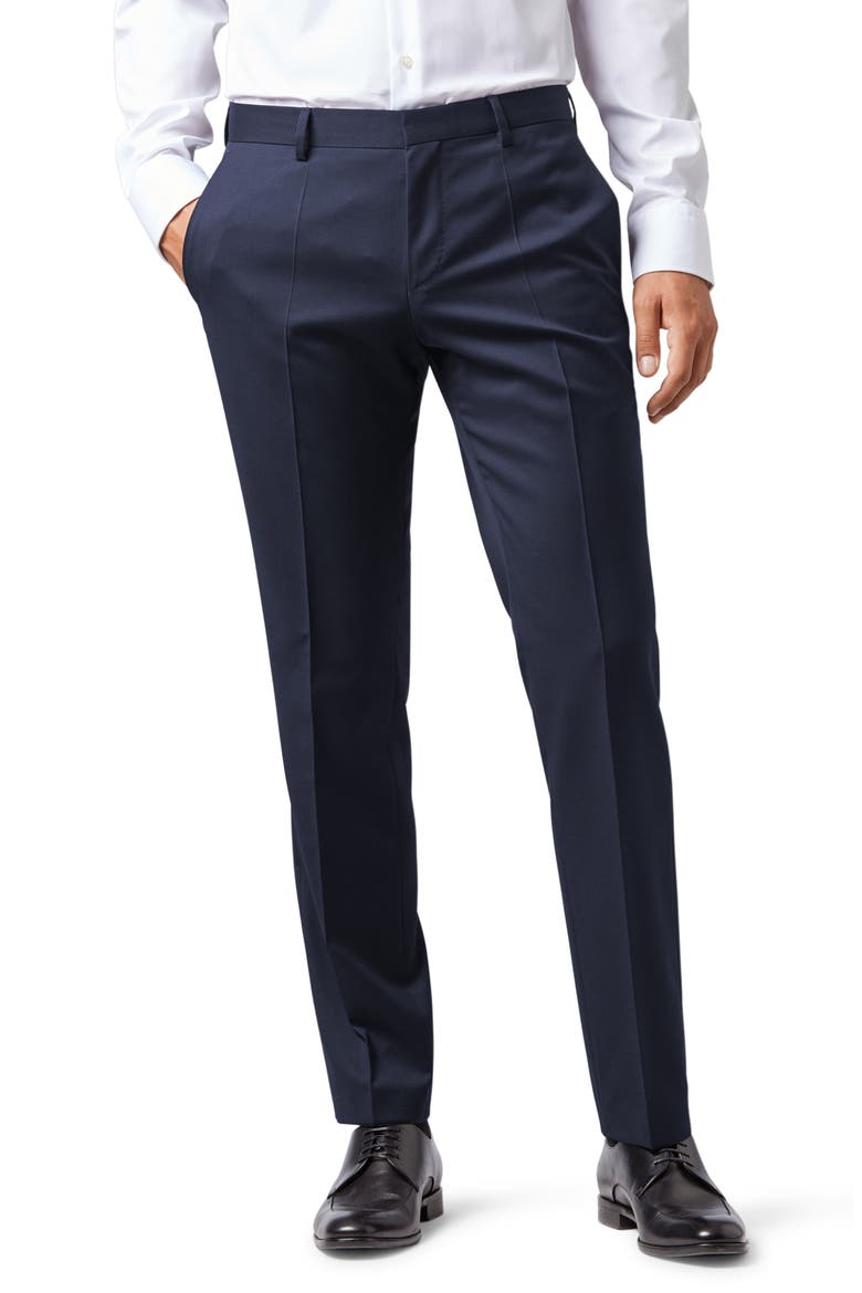 Gibson CYL Flat Front Solid Slim Fit Wool Dress Pants, Main, color, DARK BLUE