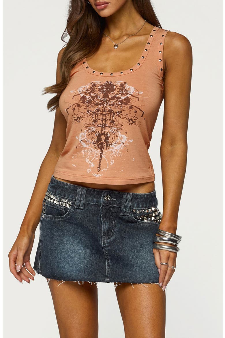 Demea Studded Graphic Tank, Main, color, ORANGE