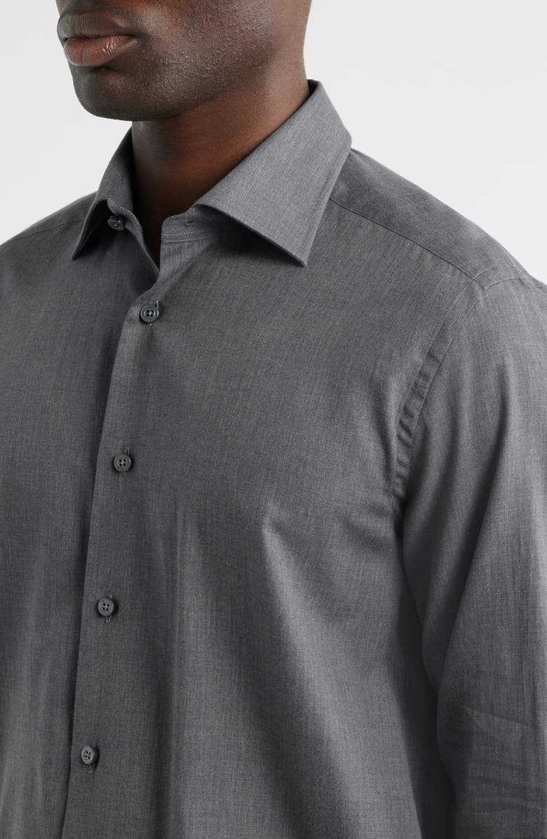 Jack Victor Leonard Cotton Button-Up Shirt, Alternate, color, Charcoal