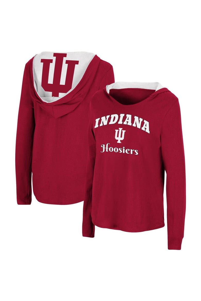 Women's Colosseum Crimson Indiana Hoosiers Catalina Hoodie Long Sleeve T-Shirt, Main, color, Crimson