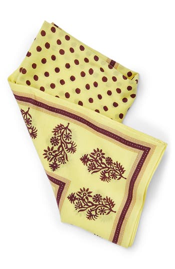 Saachi Floral & Dot Print Bandana In Gold