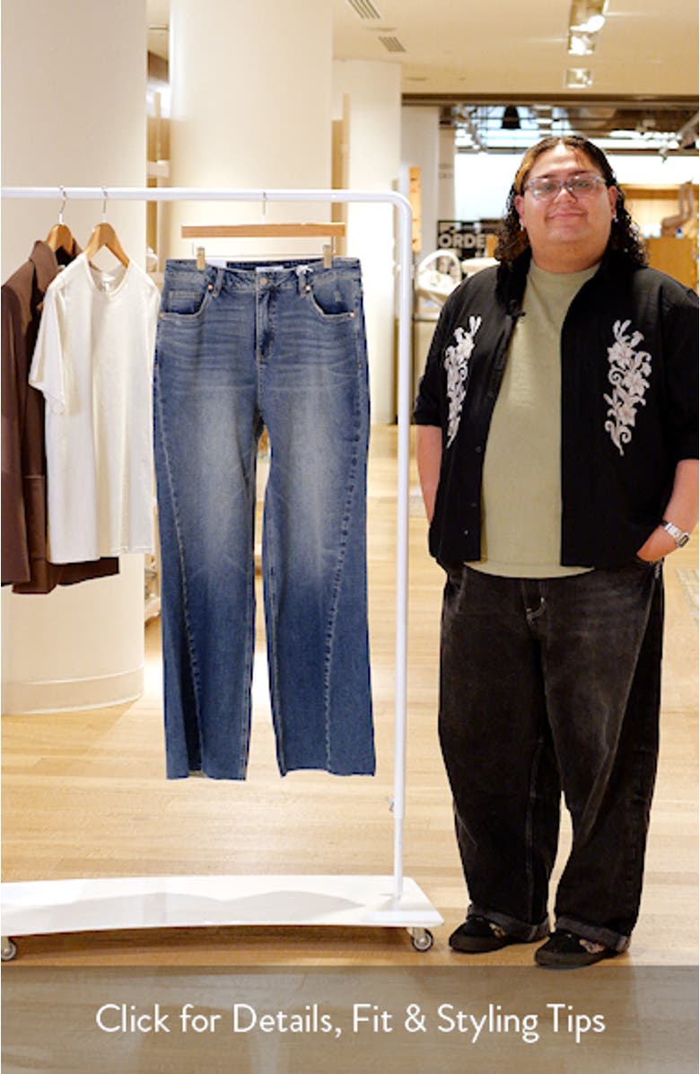 High Waist Raw Hem Wide Leg Jeans, sales video thumbnail