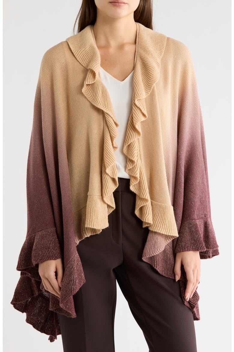 Ruffle Ruana, Main, color, CAMEL/ BROWN