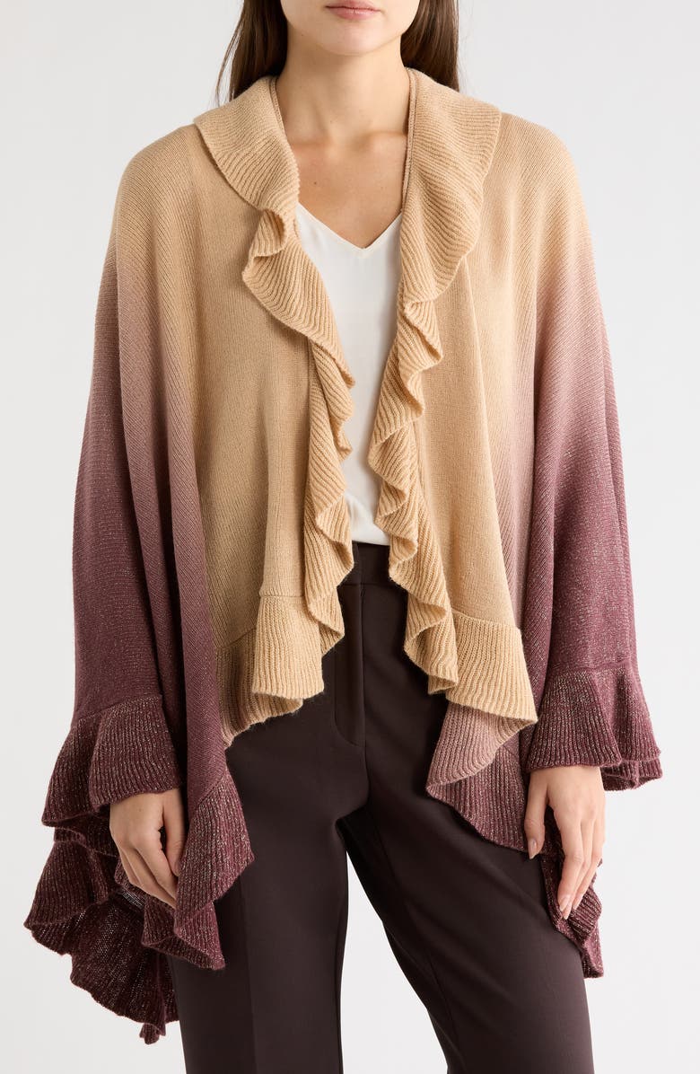 La Fiorentina Ruffle Ruana, Main, color, Camel/ Brown