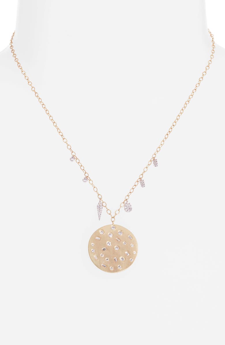 Meira T Diamond Medallion Pendant Necklace, Alternate, color, Yellow Gold
