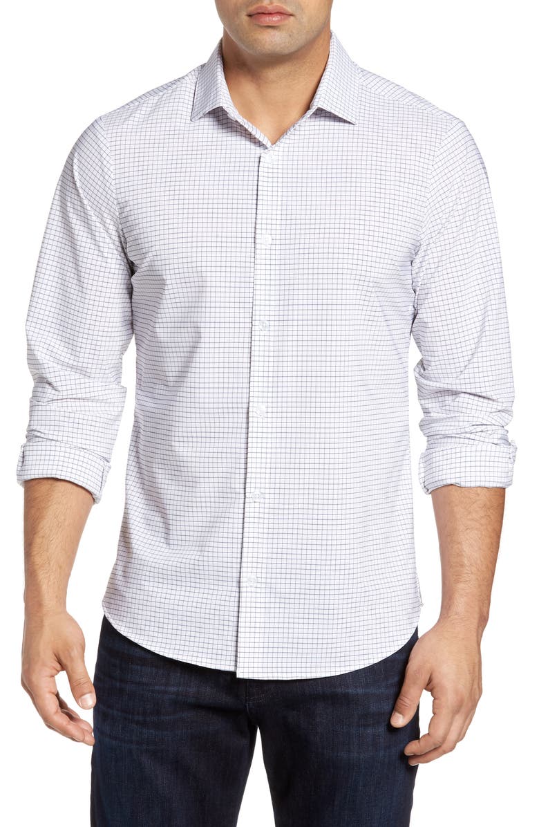 Mizzen+Main Kennedy Trim Fit Windowpane Shirt, Main, color, 