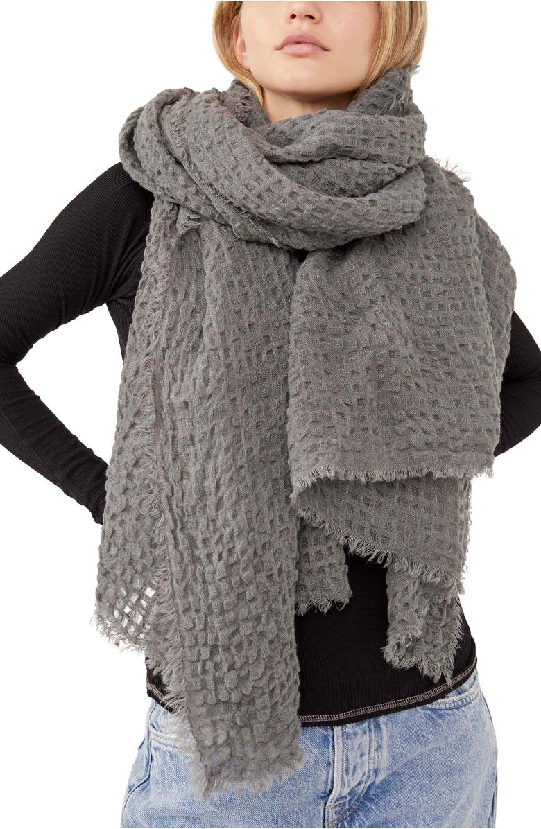 Free People Cotton Waffle Blanket Scarf, Main, color,