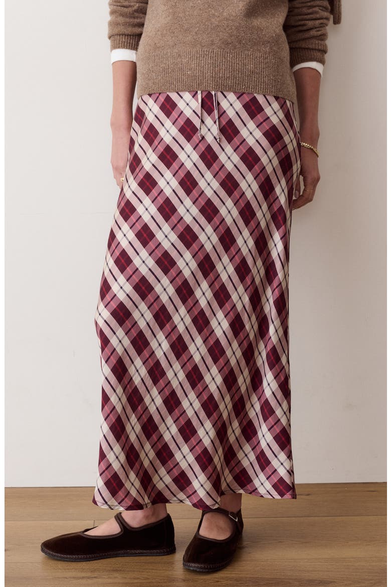 Silvia Plaid Drawstring Maxi Skirt, Alternate, color, WARM PLAID