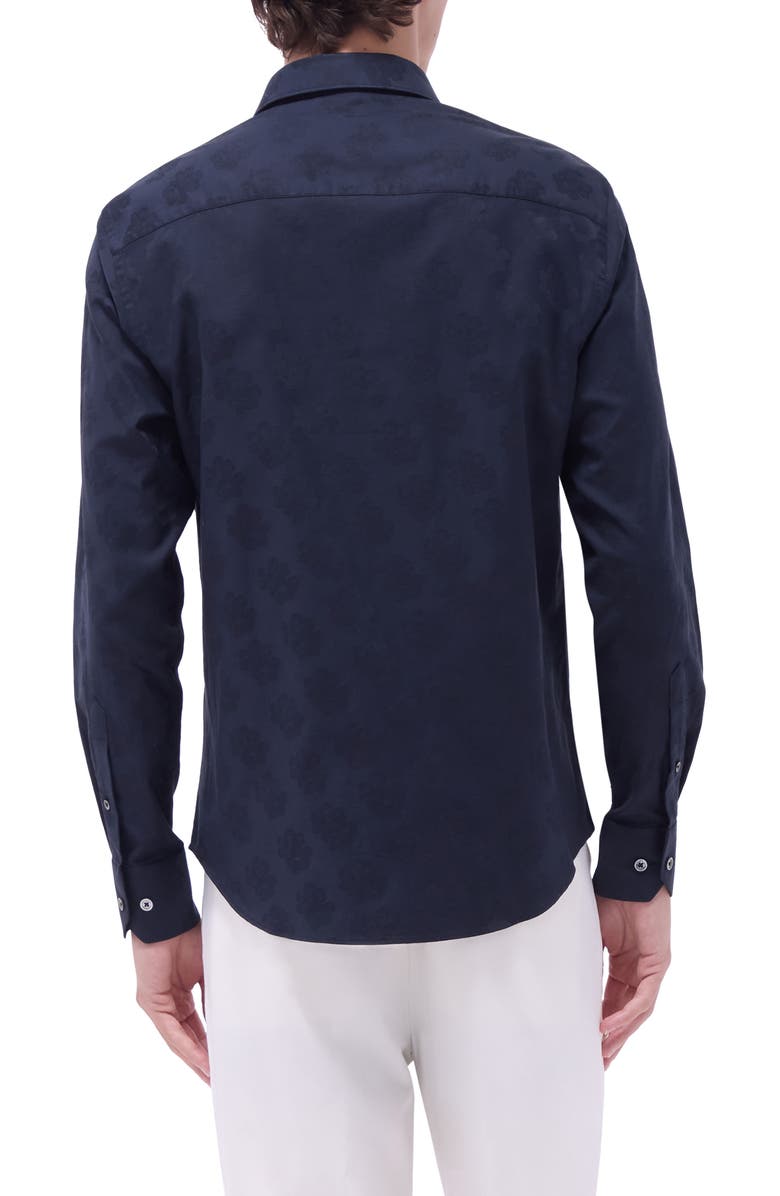 Bugatchi Julian Floral Jacquard Stretch Cotton Button-Up Shirt, Alternate, color, 