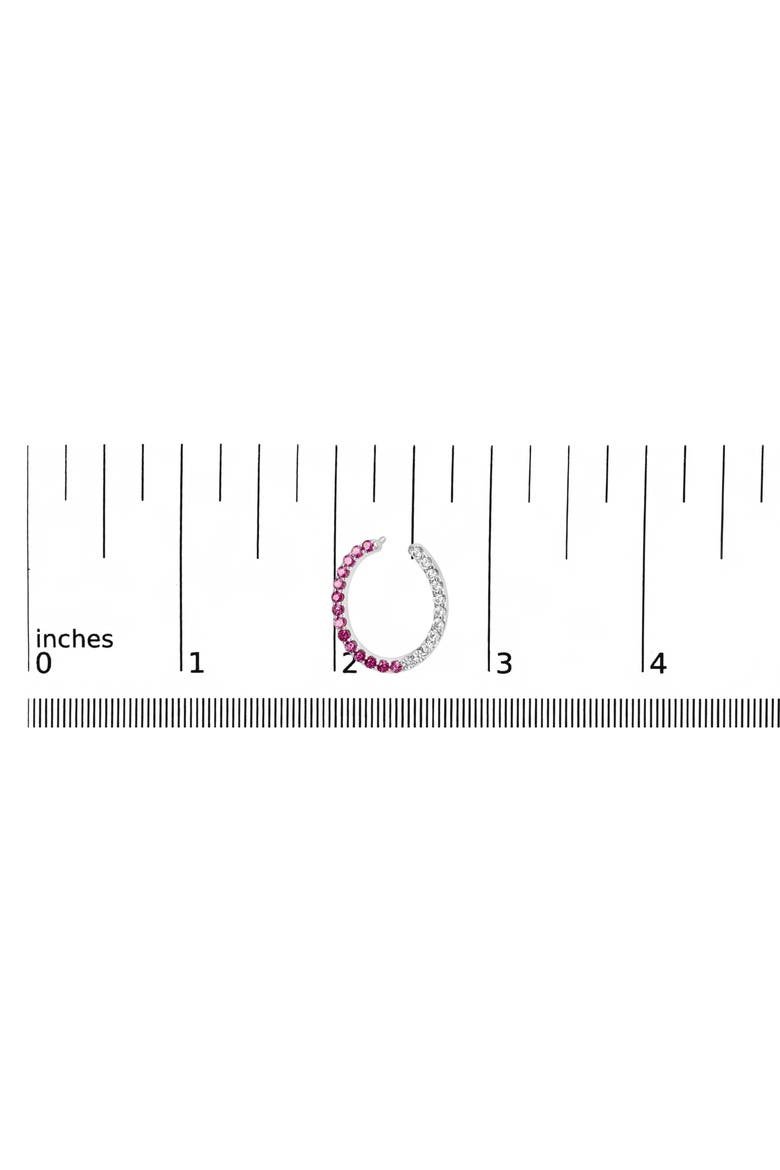 Sterling Silver Lab Created Ruby and White Sapphire Hoop Earrings, Alternate, color, Silver