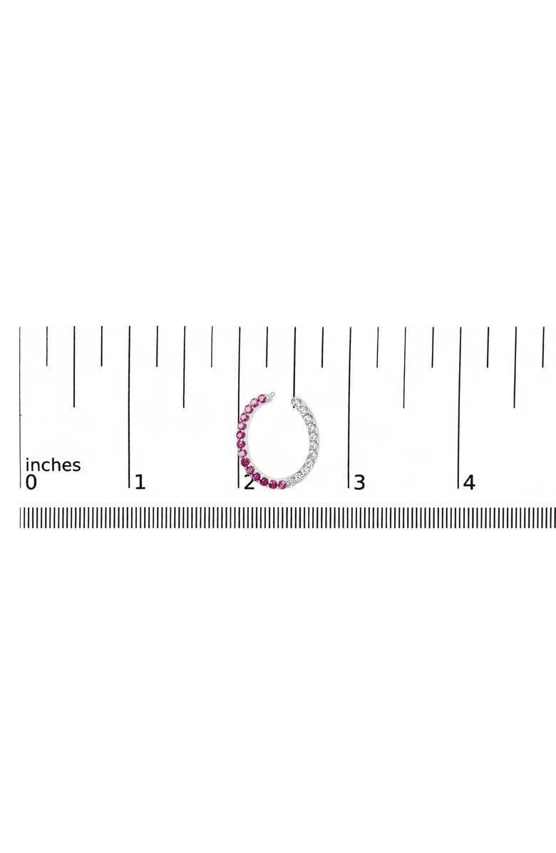 Haus of Brilliance Sterling Silver Lab Created Ruby and White Sapphire Hoop Earrings, Alternate, color, Silver