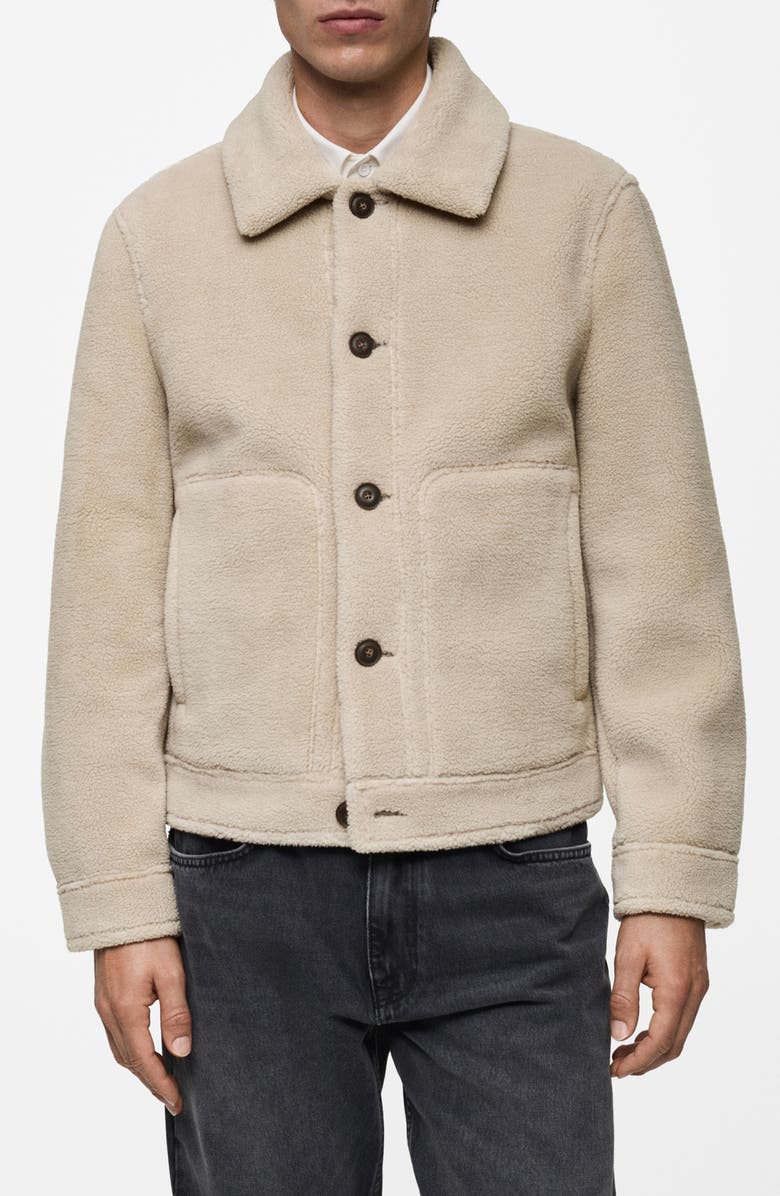 MANGO Regular Fit High Pile Fleece Jacket, Main, color, 