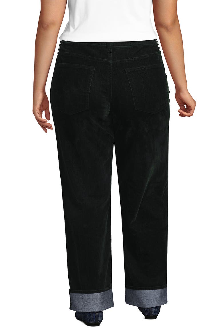 Flocked Denim Mid Rise Relaxed Straight Leg Cuff Jeans, Alternate, color, Balsam Green