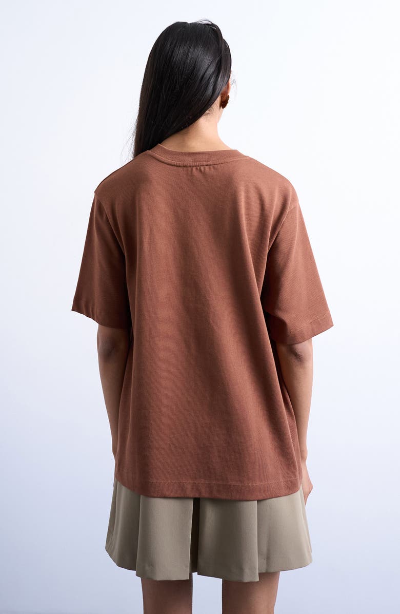 Topshop Relaxed Fit Cotton T-Shirt, Alternate, color, Brown