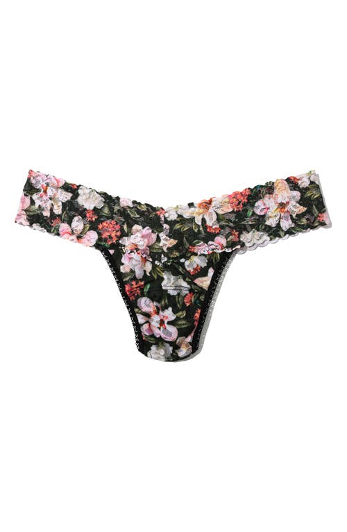 Hanky Panky Printed Signature Lace Original Rise Thong In Black