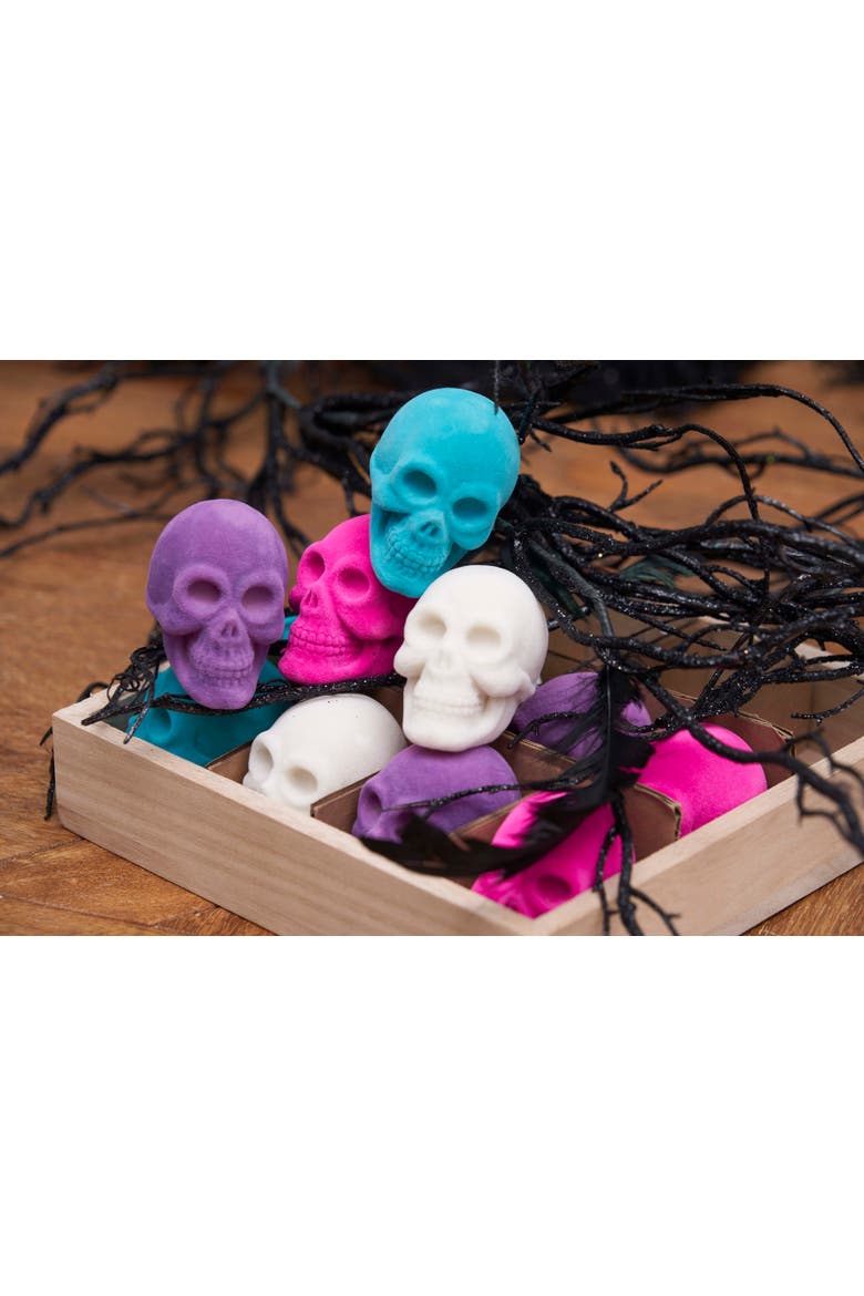 Flocked Skull In Box Figurines Assortment of 12, Alternate, color, Pink