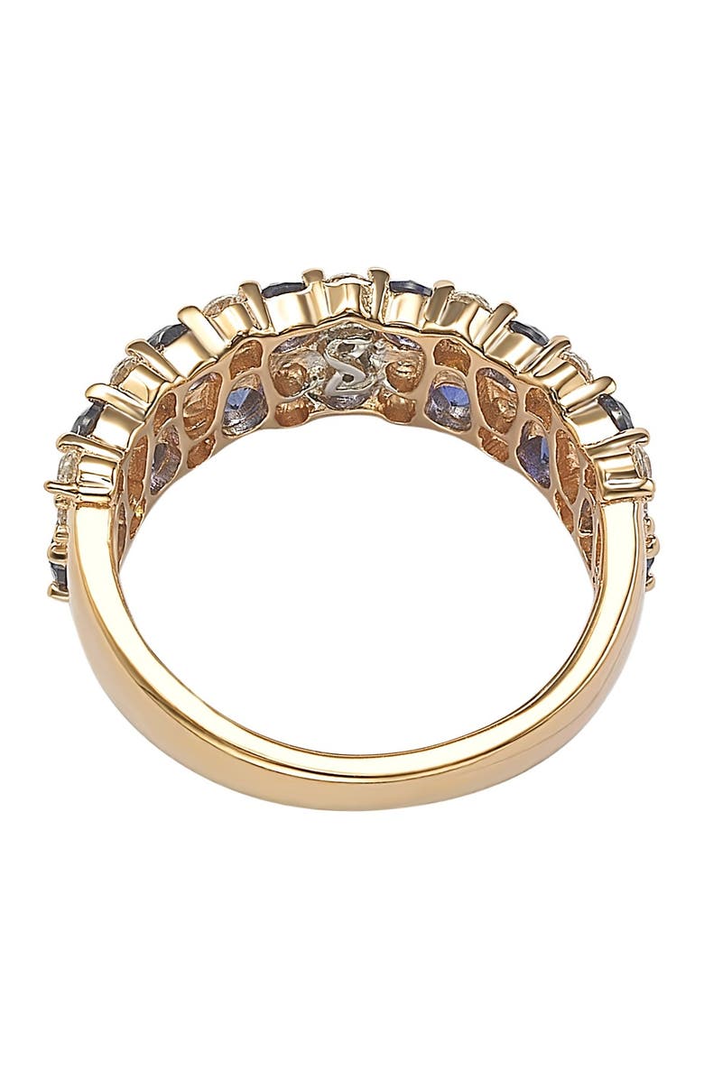SUZY LEVIAN Rose Sterling Silver Double Row Sapphire & Lab Grown Sapphire Eternity Ring, Alternate, color, Blue