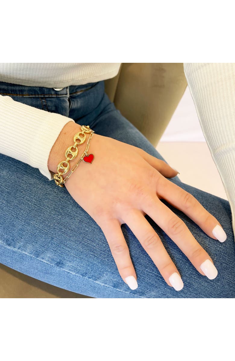 The Lovery Fine Jewelry Coral Heart Charm, Alternate, color, Coral