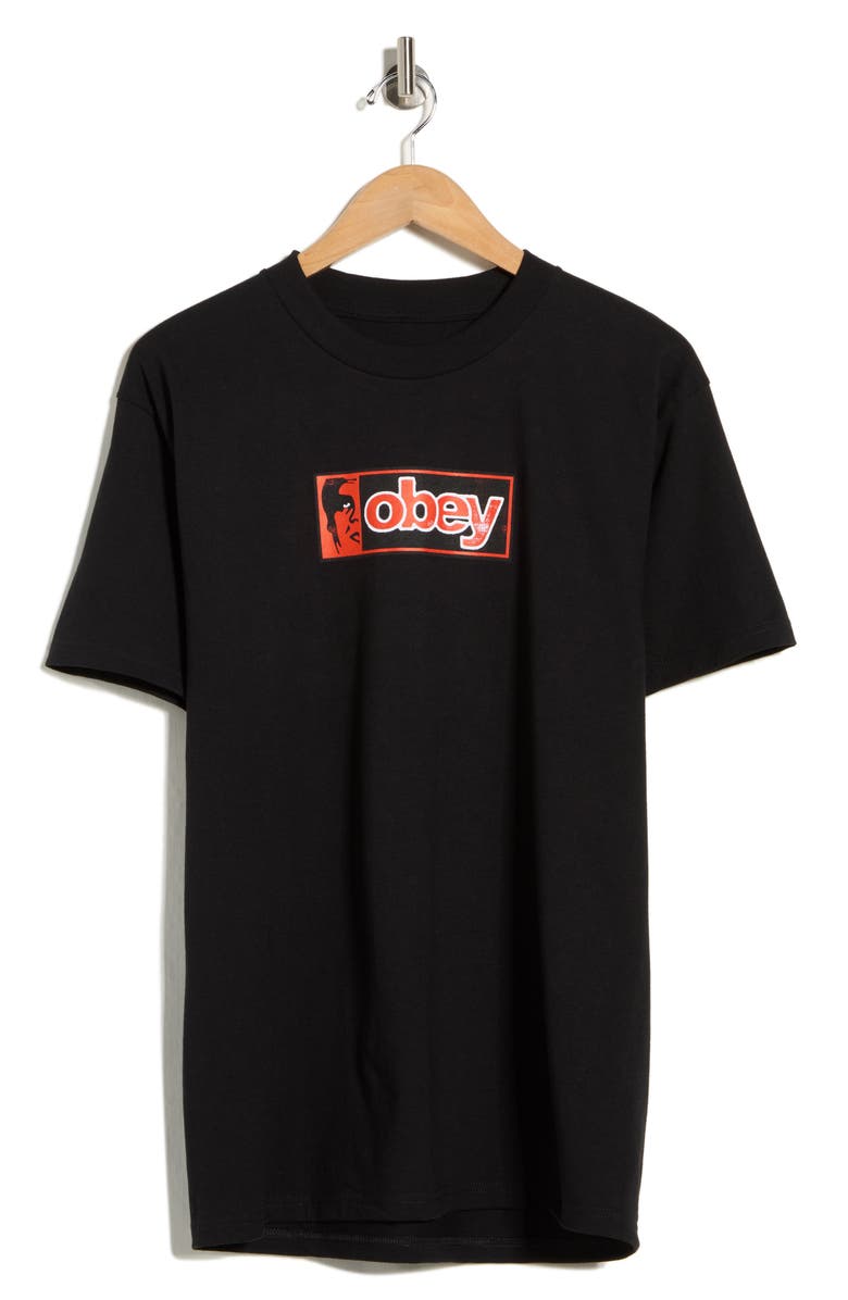 Obey Half Icon Cotton Graphic T-Shirt, Alternate, color, Black