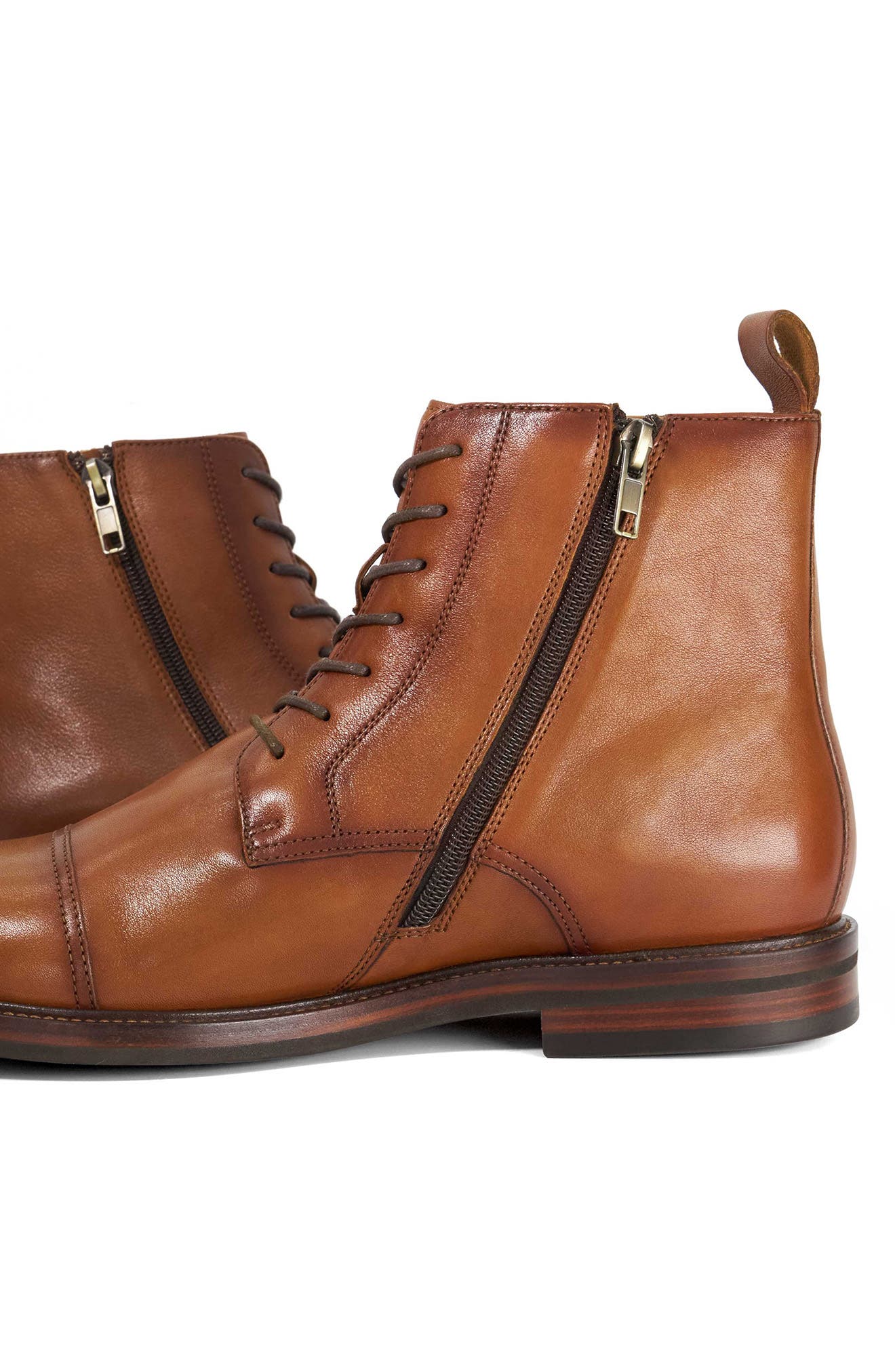 Dune London Matias Lace-Up Cap Toe Boot, Alternate, color, 