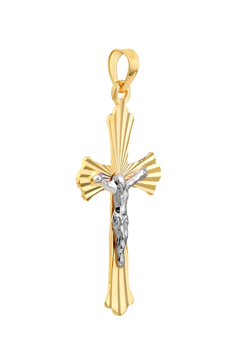 HAWLEY ST Two-Tone Diamond-Cut Cross Charm, Alternate, color, 
