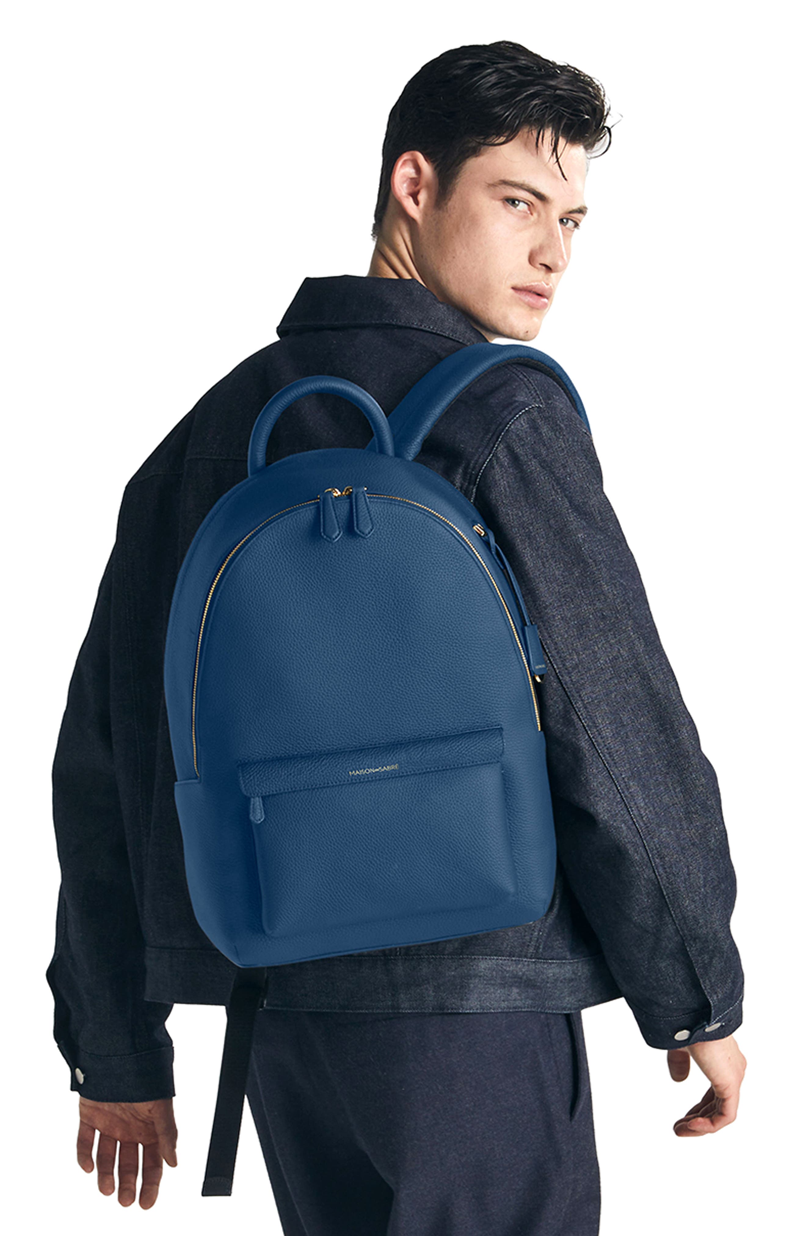 Leather Backpack, Alternate, color, Pacific Blue