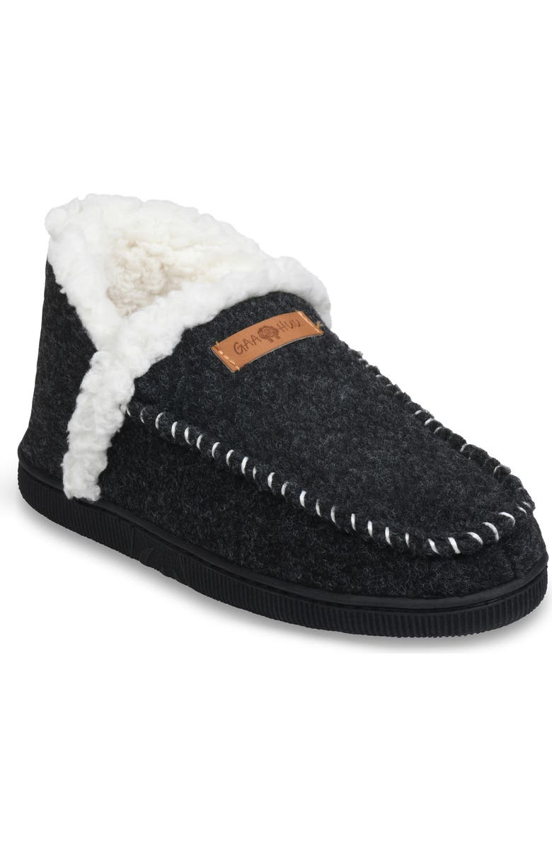 GAAHUU Faux Fur Moc Toe Slipper, Main, color, Black