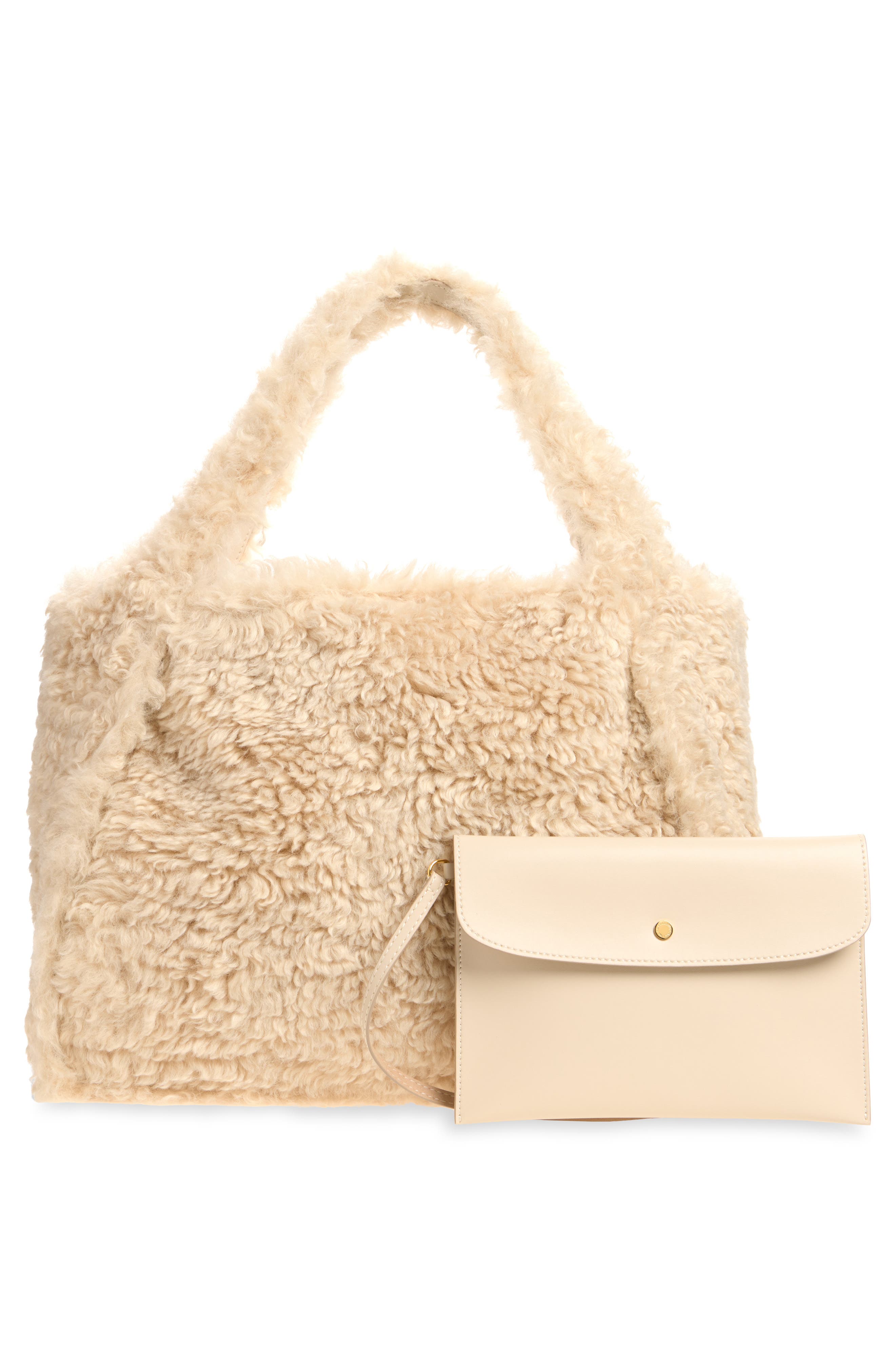 Faux Shearling Tote Bag, Alternate, color, OAT