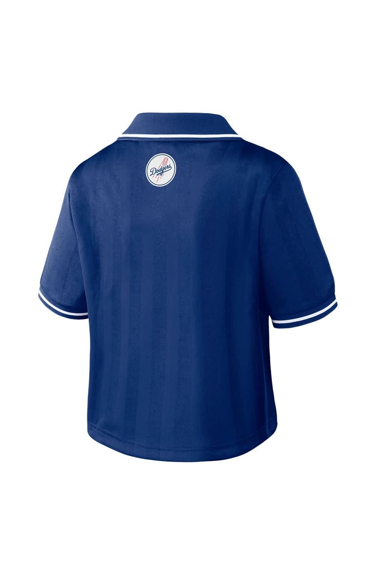 Women's WEAR by Erin Andrews  Royal Los Angeles Dodgers Cropped V-Neck Polo, Alternate, color, Royal
