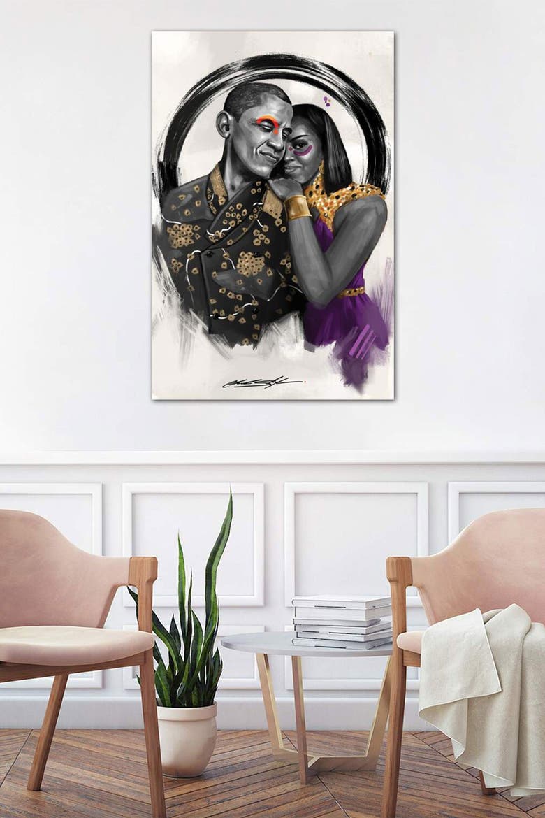 The Obamas by Chuck Styles Canvas Wall Art - 12" x 18", Main, color, MULTI