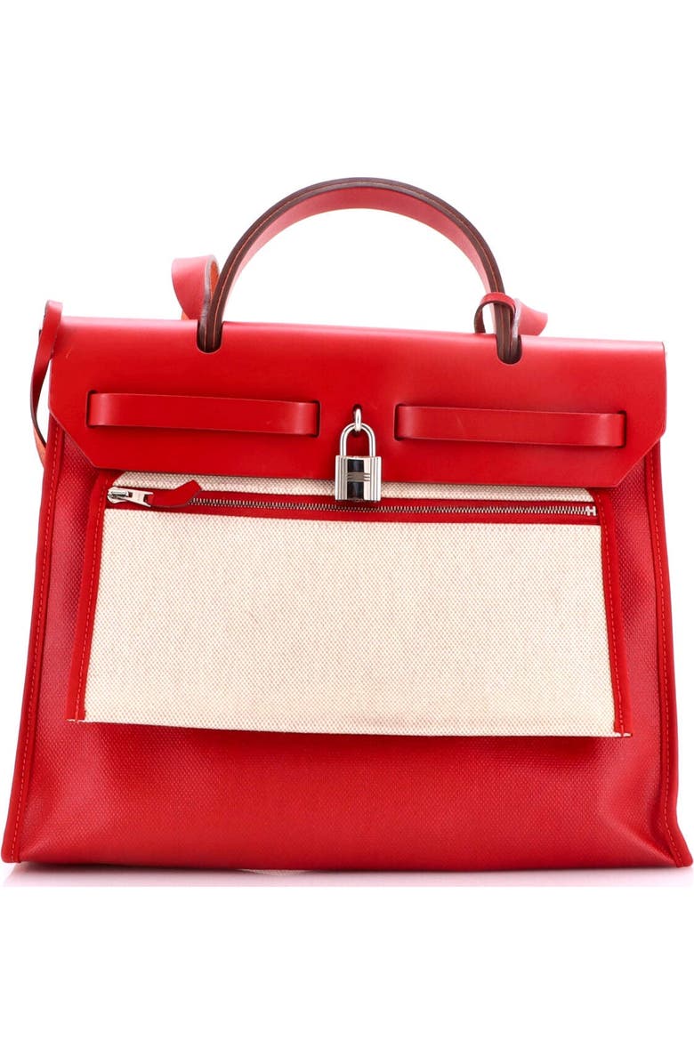 Pre-Owned Hermes Herbag Zip Berline Vache Canvas and Leather 31, Alternate, color, Rouge Piment