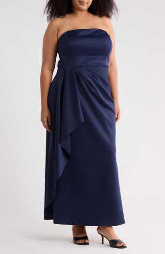 Oleg Cassini Strapless Drape Side Gown