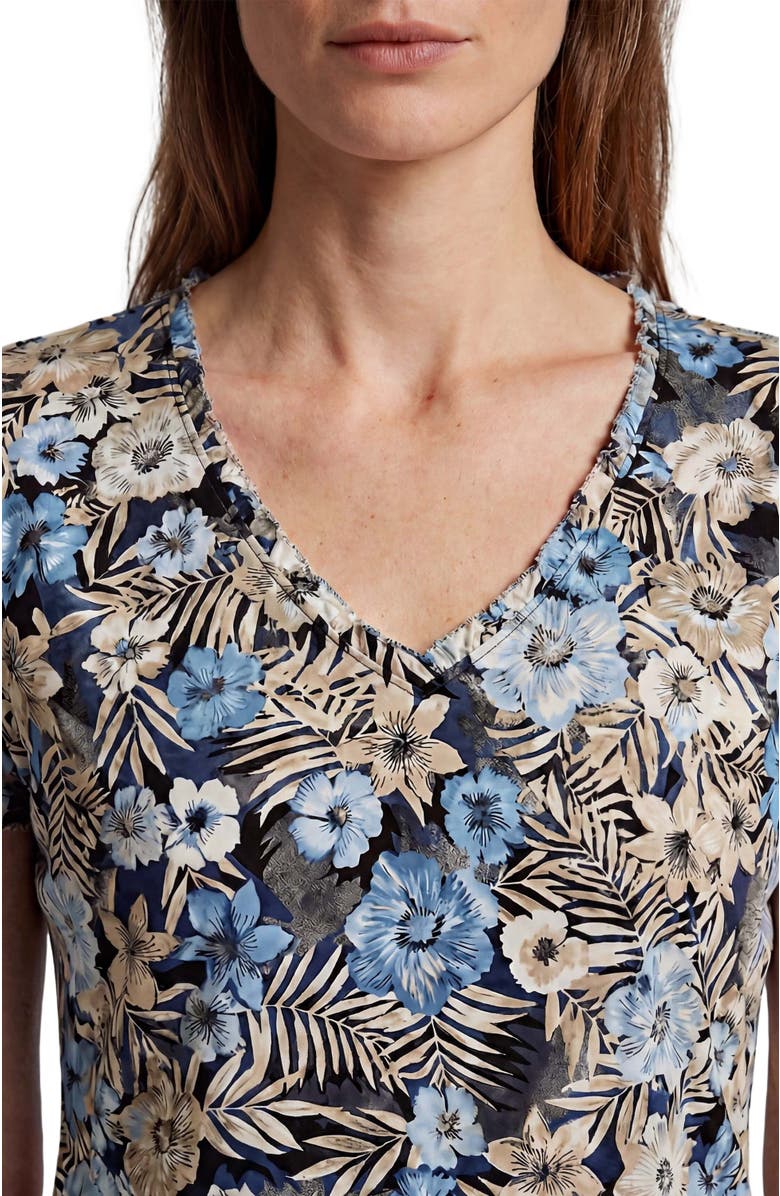 Lords of Harlech Tropical Mix Womens V-neck Printed Top, Alternate, color, Tropical Mix Black