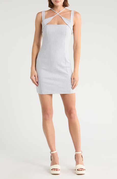 ASOS DESIGN Pinstripe Halter Tie Minidress