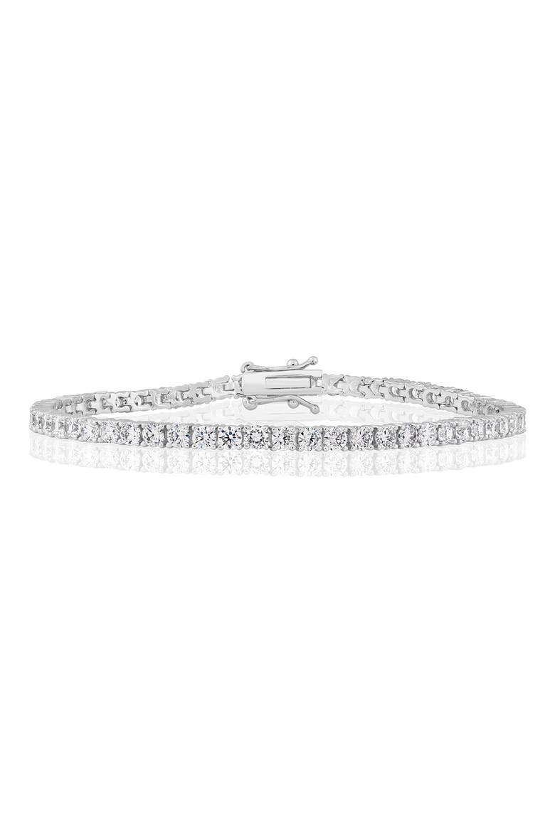 3mm Round Cubic Zirconia Tennis Bracelet, Main, color, SILVER