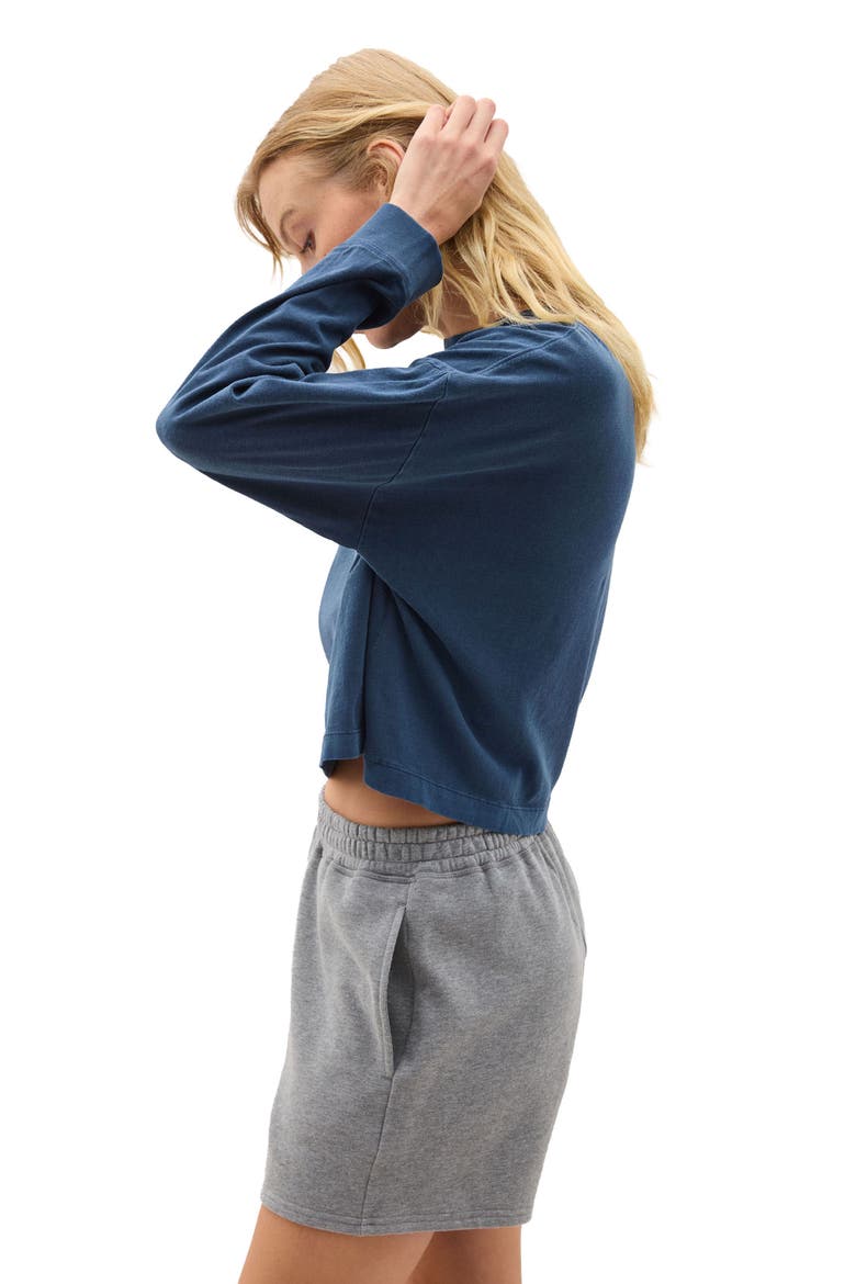 The Relaxed Crop Long Sleeve Tee, Alternate, color, Moonlit Ocean