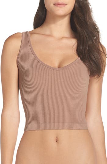 Free People Intimately Fp Solid Rib Brami Crop Top In Brown