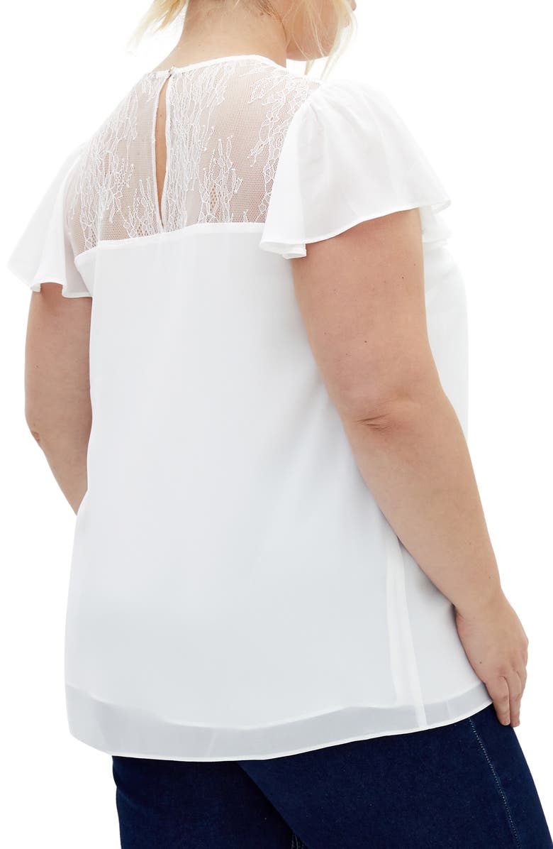 City Chic Malia Embroidered Lace Top, Alternate, color, Ivory