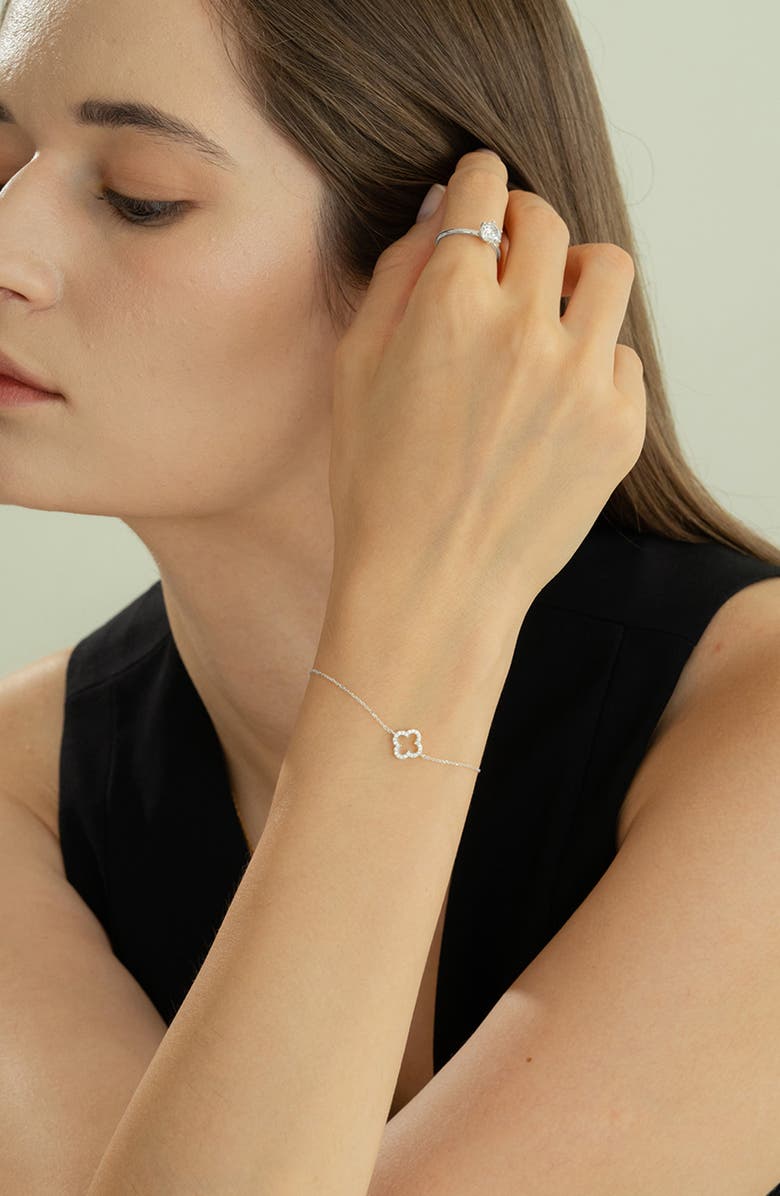 Bearfruit Jewelry Sterling Silver 18k Gold Plated Aria Clover Bracelet Minimal Dainty, Alternate, color, Silver