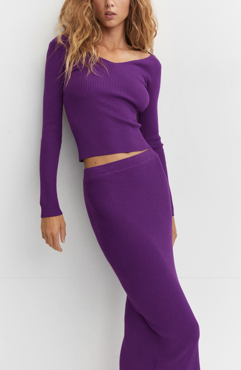 MANGO V-Neck Rib Crop Sweater, Alternate, color, 