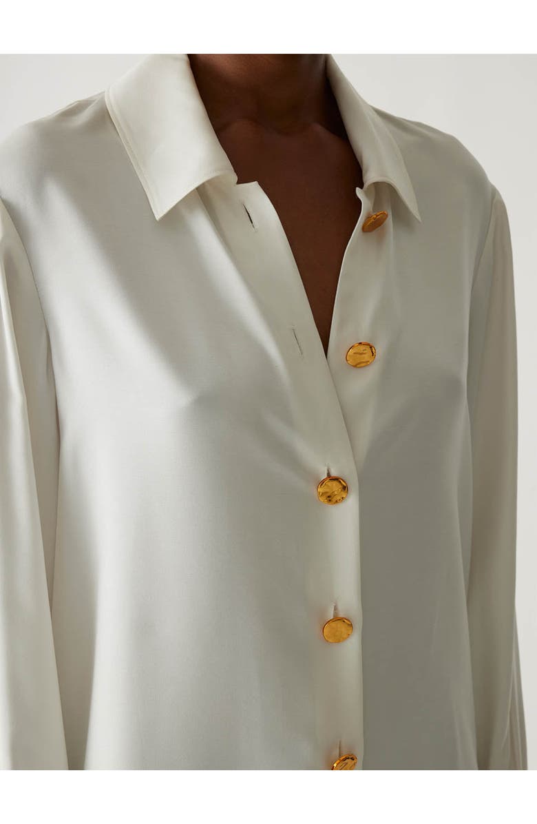 Rebecca Taylor Silky Novelty Button Shirt, Alternate, color, Milk