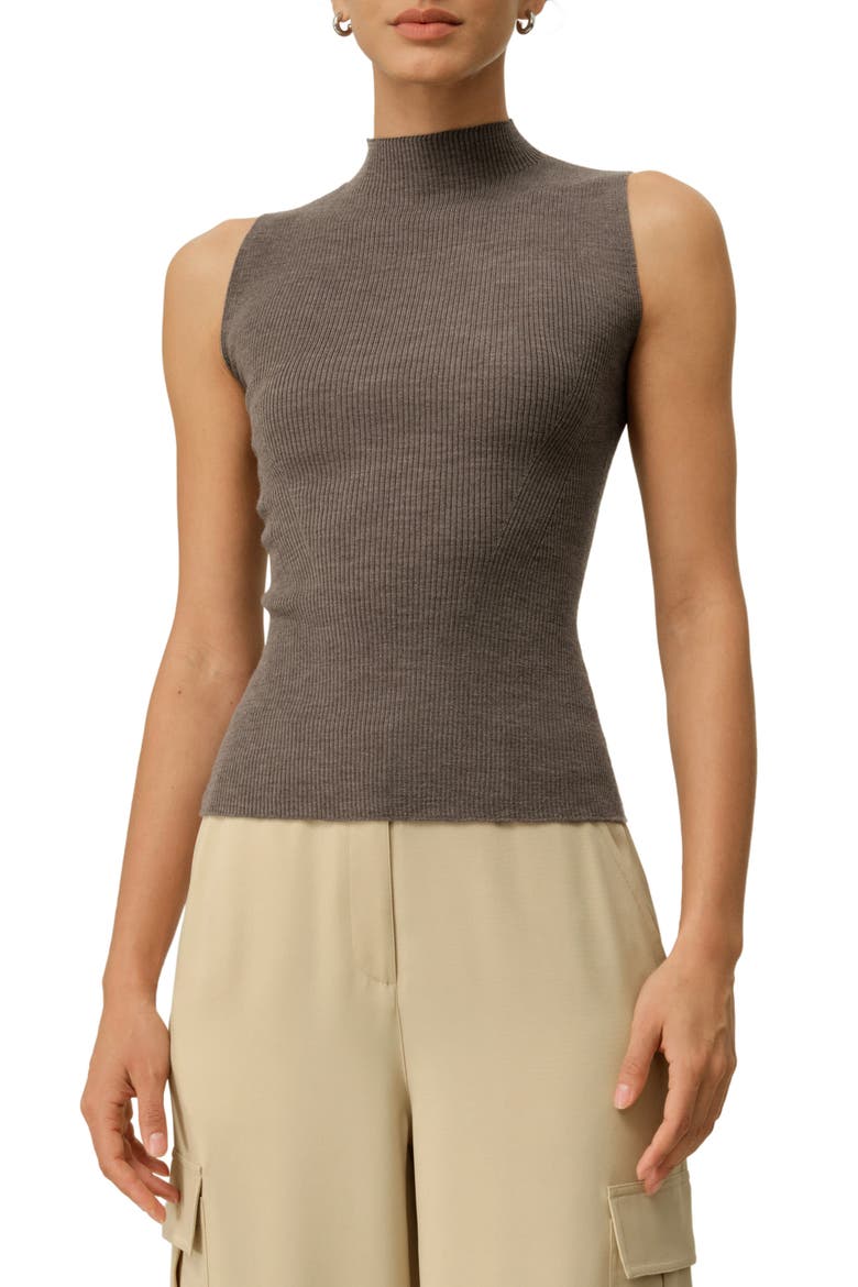 Women's Seamless Knit Washable-Wool Vest, Main, color, Brown