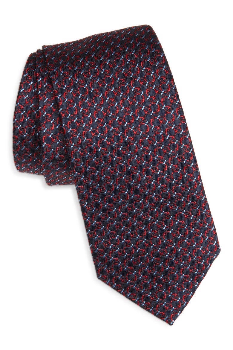 Crema Silk Tie, Main, color, NAVY/ ROSSO