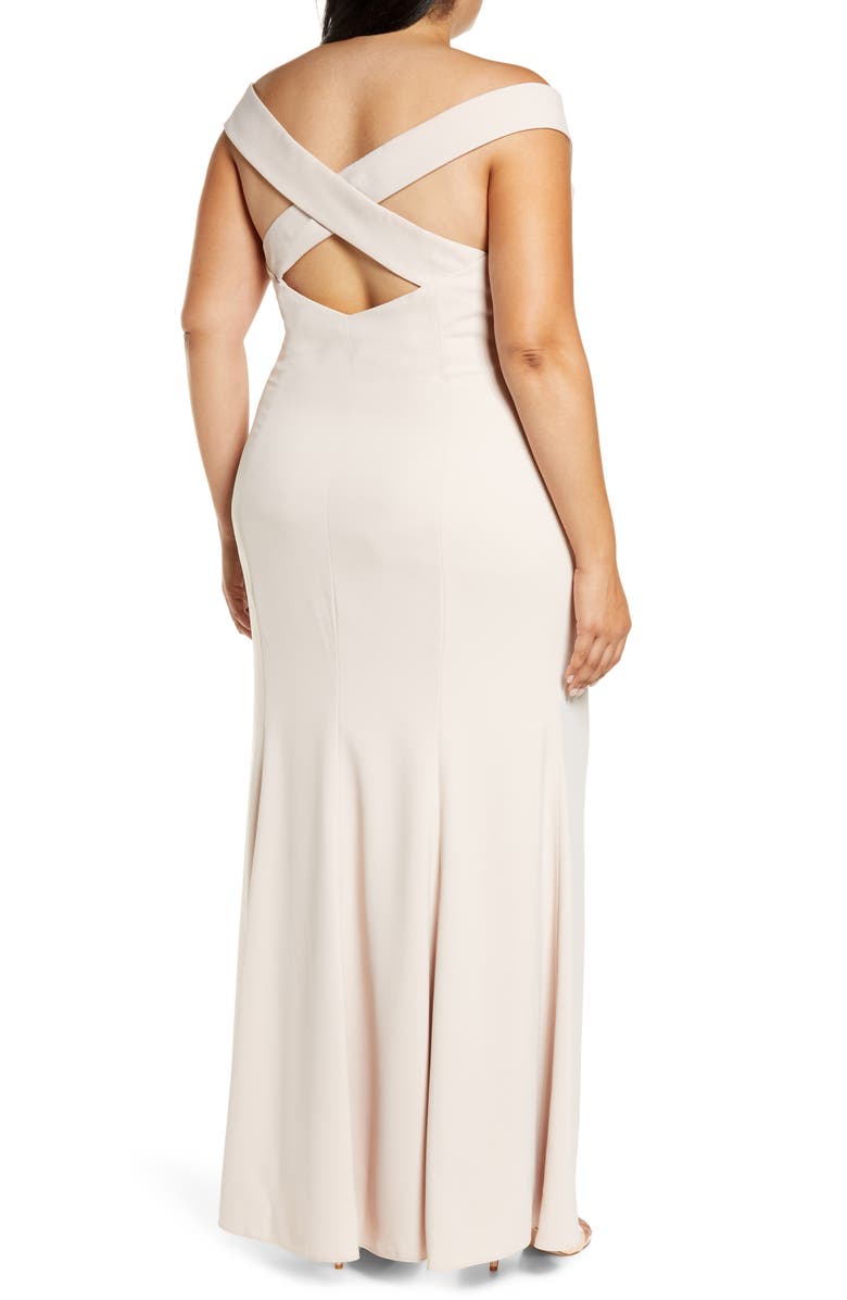 Dessy Collection Off the Shoulder Crossback Gown, Alternate, color, 