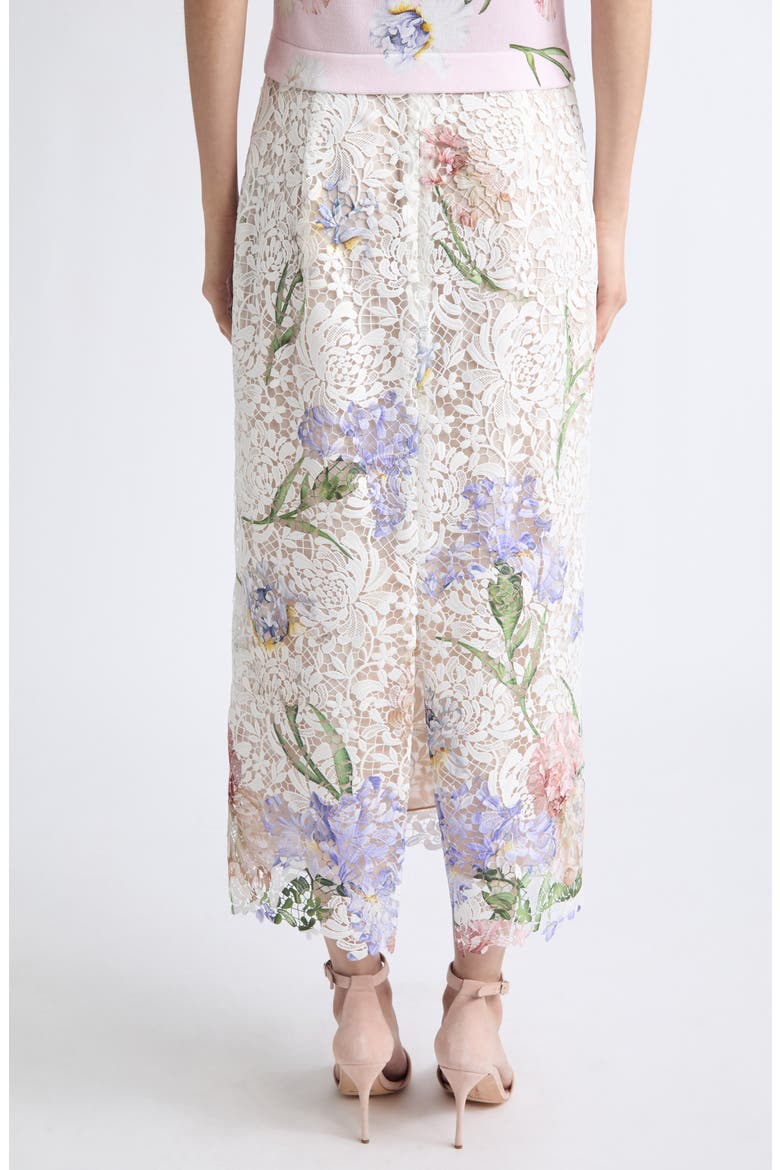 Iris Degradé Printed Lace Midi Skirt, Alternate, color, WHITE MULTI
