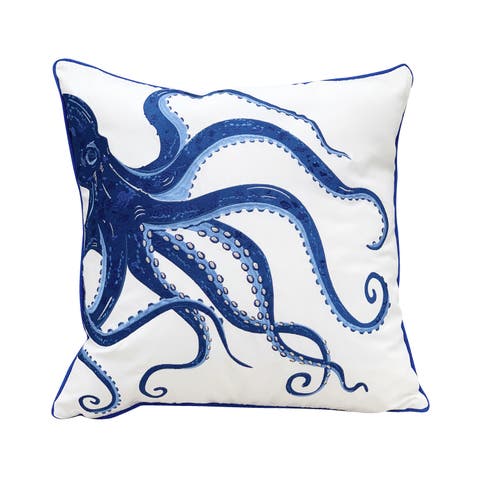 Blue Octopus Indoor/Outdoor Accent Throw Pillow 20" x 20"