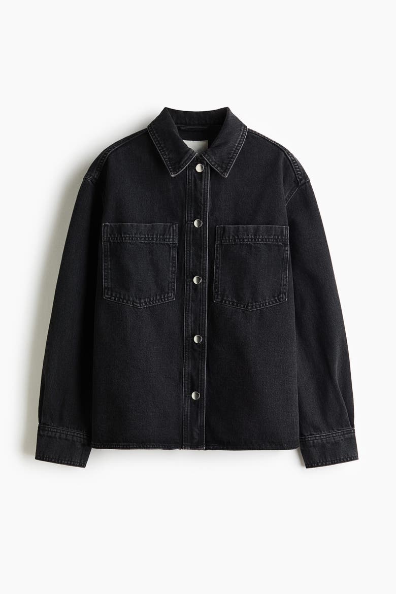 Cotton Denim Overshirt, Alternate, color, Denim black