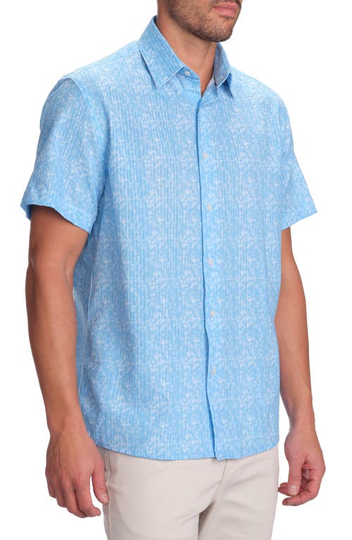 Studio Garnet Los Angeles Coastal Breeze Short Sleeve Cotton Seersucker Button-up Shirt In Blue