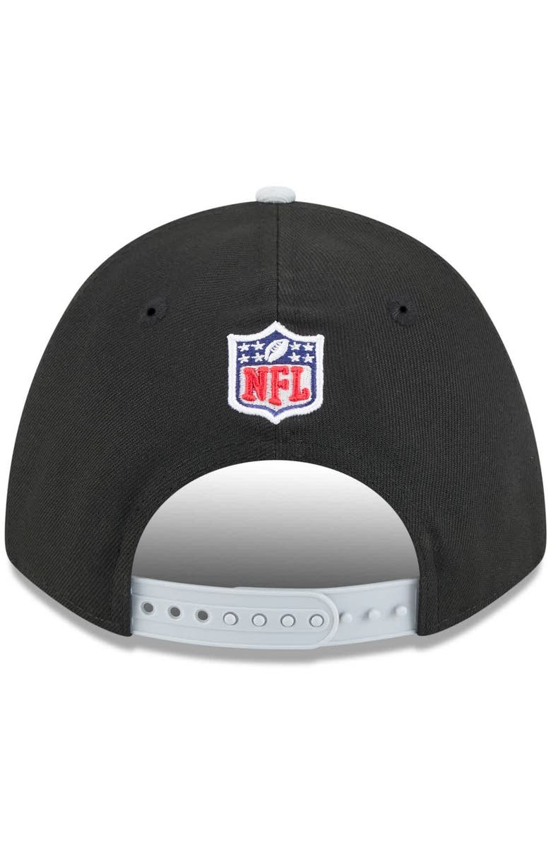New Era Men's New Era Black/Silver Las Vegas Raiders 2025 NFL Draft 9FORTY A-Frame M-Crown Adjustable Hat, Alternate, color, 