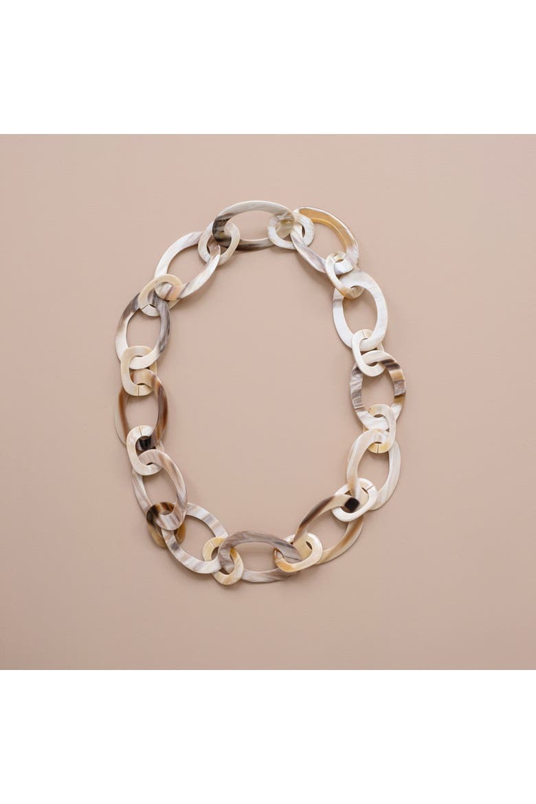 Oval Horn Chain Necklace, Alternate, color, White & Brown